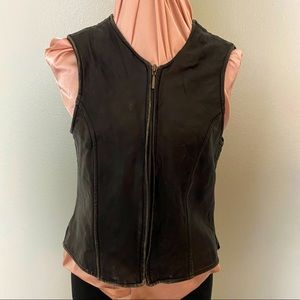 Lord & Taylor Vintage Leather Front Zip Vest sz 6